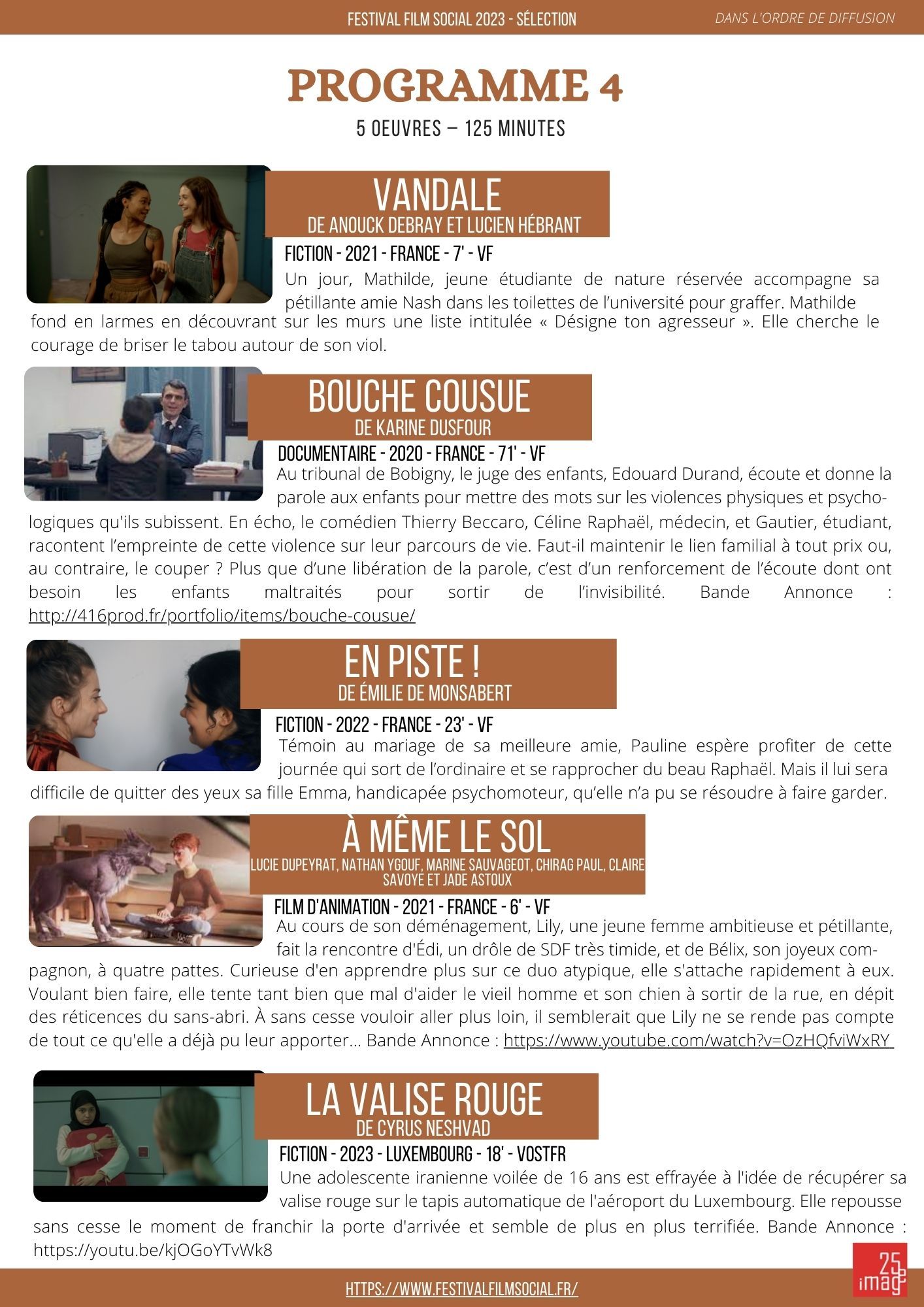 Festival du Film Social à l'ITS Tours Mardi 10 octobre 13h30 Programme 4 