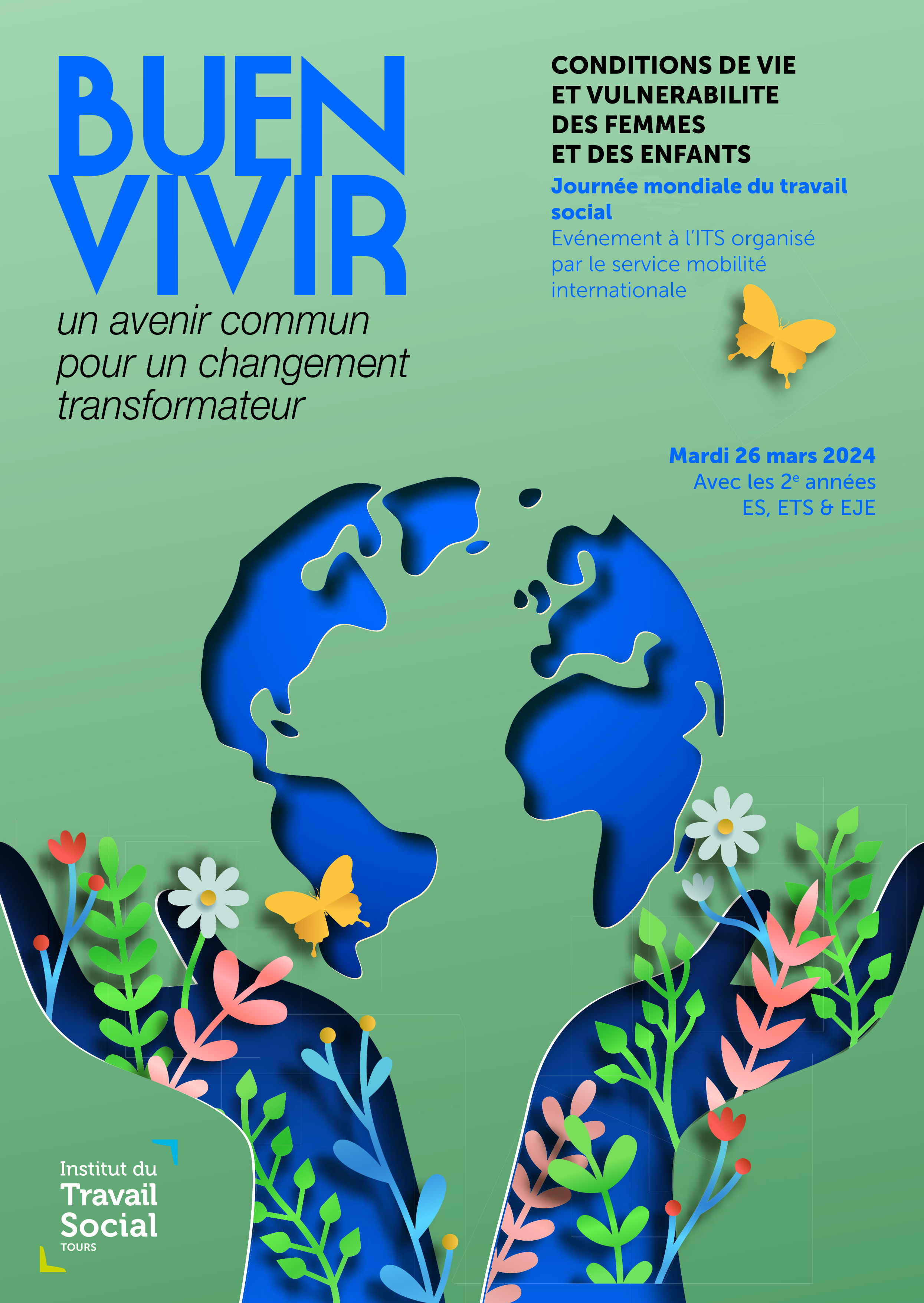 Affiche de la journée mondiale du travail social BUEN VIVIE